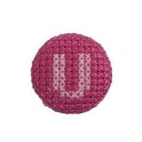Impex Cross Stitch Alphabet Letter Buttons Pink on Fuchsia Letter U