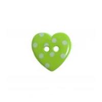 Impex Spotty Print Heart Shape Buttons Green & White