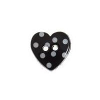 impex spotty print heart shape buttons black white