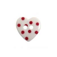 impex spotty print heart shape buttons white red