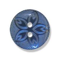 Impex Etched Flower Buttons 15mm Navy