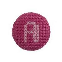 Impex Cross Stitch Alphabet Letter Buttons Pink on Fuchsia Letter A