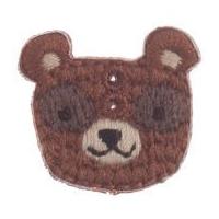 Impex Woodland Bear Embroidered Buttons Brown