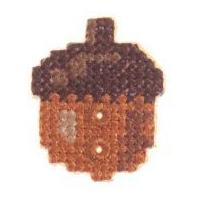 Impex Woodland Acorn Cross Stitch Embroidered Buttons Brown