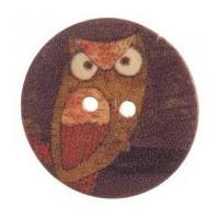 Impex Round Owl Patterned Buttons Brown