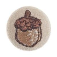 Impex Woodland Embroidered Acorn Fabric Covered Buttons Cream & Brown