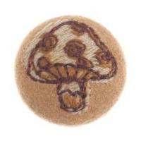 Impex Woodland Embroidered Toadstool Fabric Covered Buttons Tan & Brown
