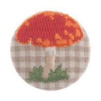 Impex Woodland Embroidered Toadstool Fabric Covered Buttons Multicoloured