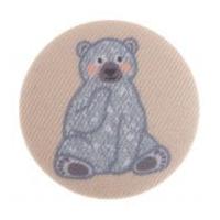 impex woodland bear fabric covered buttons cream grey