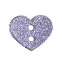 Impex Glitter Heart Plastic Buttons Lilac