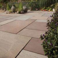 Imperial Green Natural Sandstone Mixed Size Paving Pack (L)4905mm (W)3980mm 19.52 m²