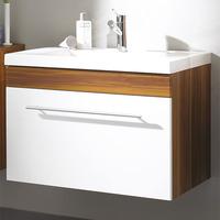 Impuls Walnut White Bathroom Vanity with Wash Basin