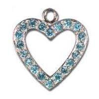 Impex Rhinestone Metal Heart Shape Charms Aquamarine