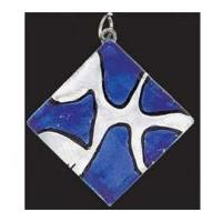 Impex Deluxe Glass Pendant Silver Square/Navy Patches