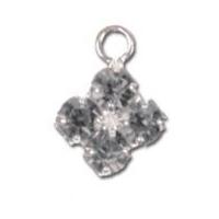 Impex Rhinestone Metal Flower Shape Charms Silver Crystal