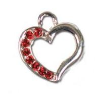 Impex Rhinestone Metal Heart Shape Charms Siam