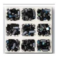 Impex Assorted Shape Glass Craft Beads Black