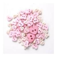 impex heart shape miniature buttons pink