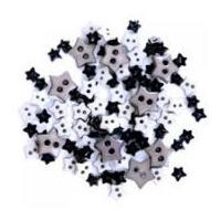 impex flower shape miniature buttons black