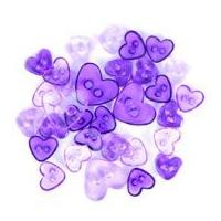 impex heart shape miniature buttons transparent lilac