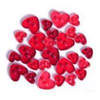 Impex Heart Shape Miniature Buttons Transparent Red