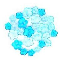 Impex Flower Shape Miniature Buttons Transparent Turquoise