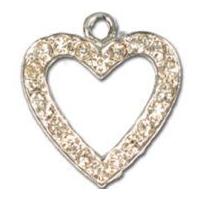 impex rhinestone metal heart shape charms silver crystal