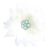 Impex Feather Flower Clip With Rhinestones Cream