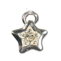 Impex Rhinestone Metal Star Shape Charms Silver Crystal