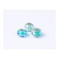 impex a la mode large hole glass beads aqua diamante mix