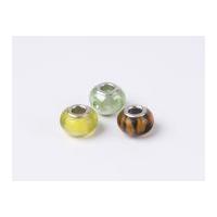 Impex A La Mode Large Hole Glass Beads Pale Green Diamante Mix