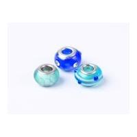 Impex A La Mode Large Hole Glass Beads Blue/White Dotty Stripe Mix