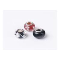 Impex A La Mode Large Hole Glass Beads Black/Red Floral Mix