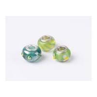 Impex A La Mode Large Hole Glass Beads Green Daisy Mix