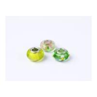 Impex A La Mode Large Hole Glass Beads Lime Floral Mix