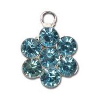 Impex Rhinestone Metal Flower Shape Charms Aquamarine