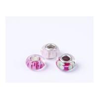 Impex A La Mode Large Hole Glass Beads Dark Pink/White Stripe Mix