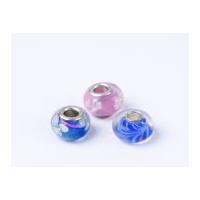 Impex A La Mode Large Hole Glass Beads Floral Pink/Dark Blue Mix