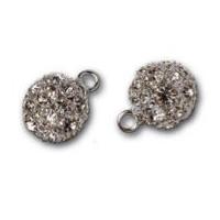 Impex Luxe Czech Crystal Ball Charm Beads Silver Crystal