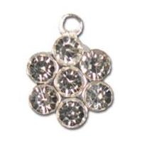 Impex Rhinestone Metal Flower Shape Charms Silver Crystal