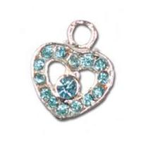 impex rhinestone metal heart shape charms aquamarine