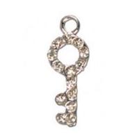 impex rhinestone metal key shape charms silver crystal