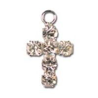 Impex Rhinestone Metal Cross Shape Charms Silver Crystal