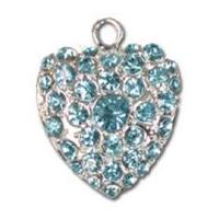 Impex Rhinestone Metal Heart Shape Charms Aquamarine