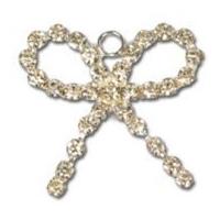 Impex Rhinestone Metal Bow Shape Charms Silver Crystal