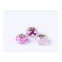 Impex A La Mode Large Hole Glass Beads Pink Floral Mix