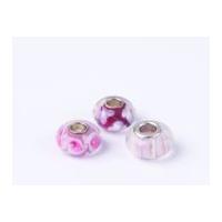 impex a la mode large hole glass beads pink floral mix