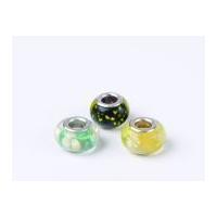 Impex A La Mode Large Hole Glass Beads Dark Green Floral Mix
