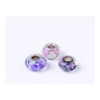 Impex A La Mode Large Hole Glass Beads Violet Floral Mix