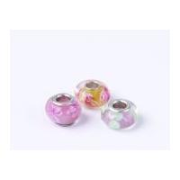 impex a la mode large hole glass beads lemonpink floral mix